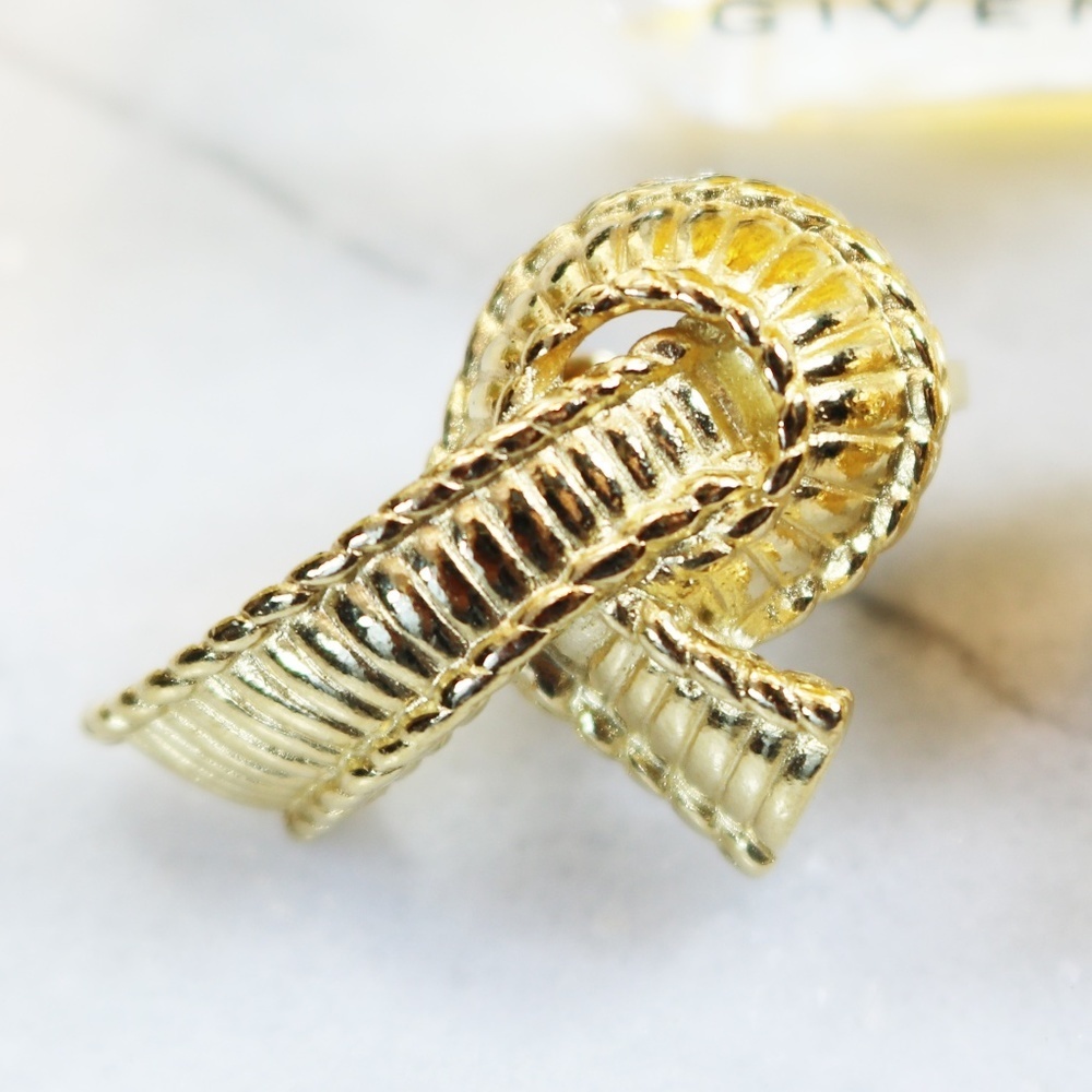 ⚜️ GIVENCHY PARIS NEW YORK "LOVE KNOT" GOLD PLATED BIJOUX PIERCED EARRINGS - Picture 9 of 16